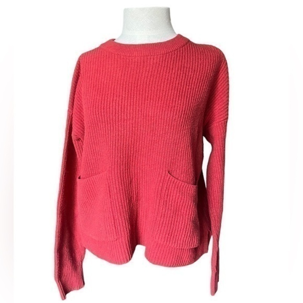 Madewell Chunky Knit Rust/Orange/Red Crew Neck Sweater, Size small.